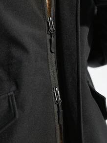 In My Nature 女士字母印花连帽防水户外雨衣，带口袋，长袖 - 黑色 - 查看 4