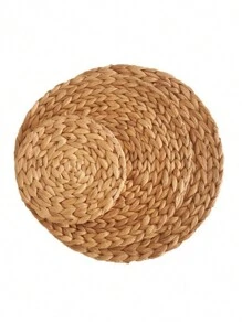 1pc Straw Design Round Placemat, Modern Anti-Slip Table Mat For Home Valentine's Day, Valentines Wedding, Birthday,Kitchen, - Beige - View 3