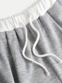 SHEIN Tween 男童休闲 3D 货物口袋抽绳腰部运动裤，适合秋季、春季和冬季，适合户外玩耍、学校、街头、派对和居家休闲 - 灰色 - 查看 7