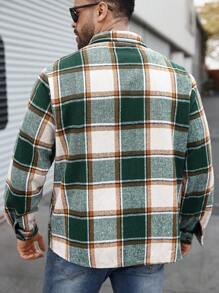 Manfinity Homme Plus Size Men's Plaid Print Button-Up Casual Long Sleeve Casual Going Out Colorful Shacket, For Friends, Husband, Boyfriend Gifts, Men Flannel Shirts, Flannel Long Sleeve Men, Plaid Button Up Men, Fall/Winter