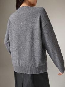 Heiryn Áo len chui đầu đính nơ và đá giả màu xám cho nữ vào mùa thu/đông - Xám - Xem 6