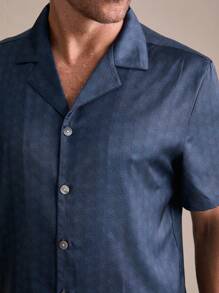 2pcs/Set Men Short Sleeve Shirt And Pants, Pajama Set - Green - View 2