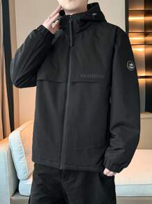 Gym Rark 男友风男士冬季休闲保暖拉链连帽运动羽绒夹克 - 灰色 - 查看 7