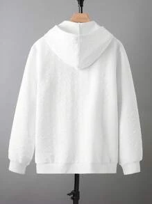 Manfinity Homme Sudadera con capucha con cremallera para hombre, informal, para otoño/invierno - Blanco - Ver 4