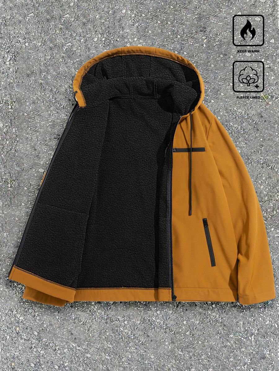 Manfinity Homme 男士撞色前拉链长袖吊带简约连帽休闲夹克