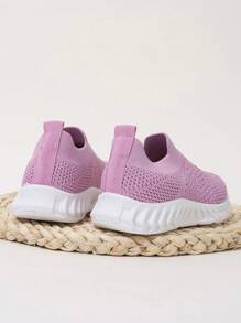 1 Đôi Tất Thể Thao Trẻ Em Kiểu Mới Tối Giản Màu Trơn, Giày Lười Thoáng Khí Thoải Mái Cho Bé Gái/Bé Trai, Thích Hợp Cho Mùa Xuân Và Mùa Thu - Hồng - Xem 4