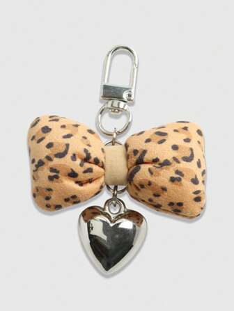 Grunge Punk 1 pieza Accesorio colgante de teléfono con lazo de estampado de leopardo, accesorio de lazo lindo para el Día de San Valentín