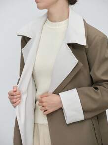SHEIN LUNE Women's Solid Color Round Neck Long Sleeve Fitted Sweater, Autumn/Winter Knit Pullover Fall - Apricot - View 8