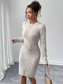 Chiquease Abito maglione con maniche lunghe, a girocollo, con blocchi di colore, in fibra mista, da donna - Multicolore - Visualizzare 6