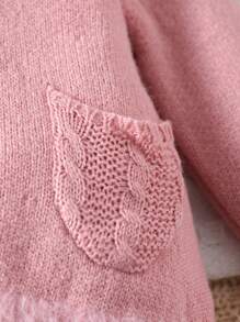 Babymeisje Warm Fleece Capuchon Cardigan Sweater Jas, Ontworpen Voor Praktische Warmte In Herfst/Winter. Het Thermisch Gevoerde Ontwerp Biedt Warmte En Koude Bescherming.