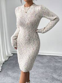 Chiquease Abito maglione con maniche lunghe, a girocollo, con blocchi di colore, in fibra mista, da donna - Multicolore - Visualizzare 1
