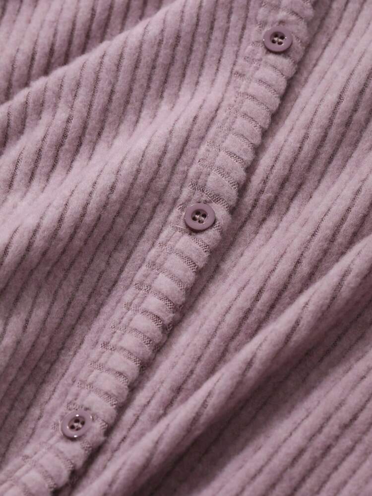 Striped Textured Fleece Top & Pants Fluffy Pajama Set, Winter, Fall Winter Clothes, Cozy