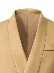 Calvornis Men's Business Casual Solid Color Shawl Neck Blazer And Pants Set - Khaki - View 6