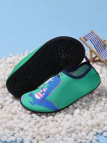 儿童卡通恐龙印花速干防滑水鞋，轻便透气沙滩凉鞋，夏季 - 綠色 - 查看 2