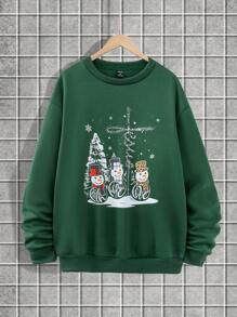 Men's Dad Christmas Crewneck Sweatshirt Long Sleeve, Casual Autumn/Winter Holiday Party Matching Family Top