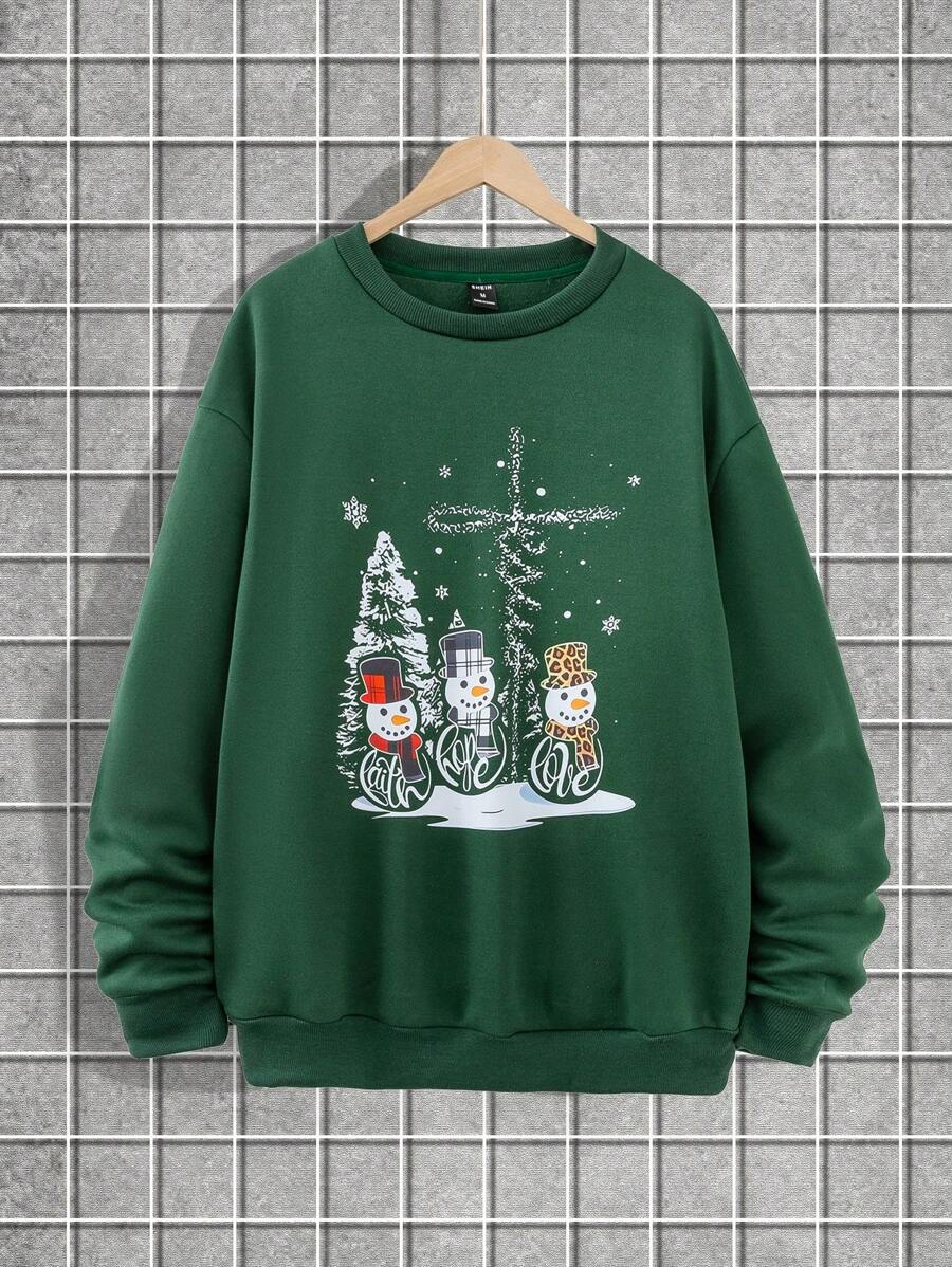 Men's Dad Christmas Crewneck Sweatshirt Long Sleeve, Casual Autumn/Winter Holiday Party Matching Family Top