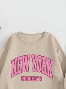 INAWLY 2 件套女士运动休闲字母印花圆领运动衫和运动裤，秋季