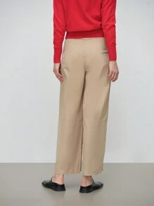 SHEIN LUNE 休闲风格 宽腿围裹式裤裙 - 米色 - 查看 2