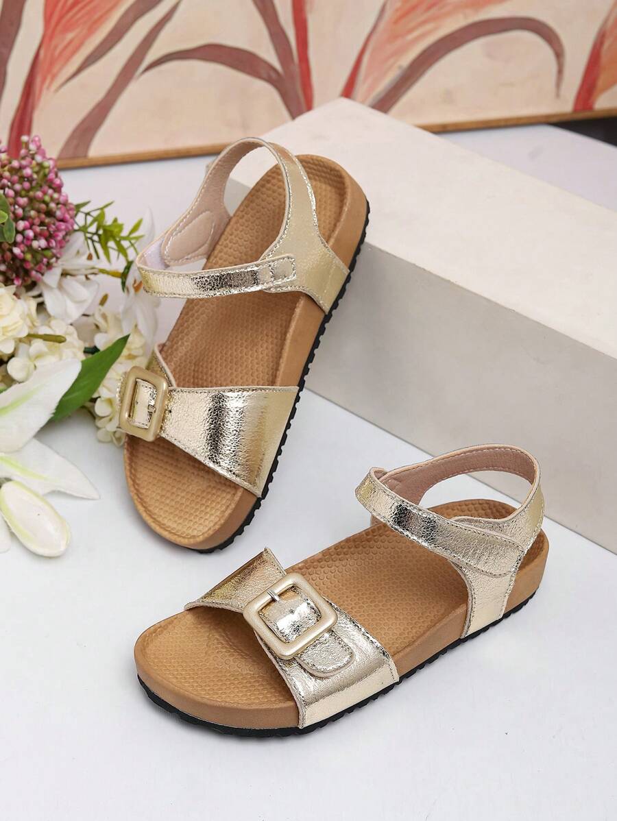 Girls Sandals Kids Princess Style Open Toe Flat Beach Sandals, New Summer Collection Middle & Big Children