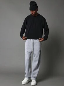 SUMWON Cable Knit Crew Neck Long Sleeve Pullover Sweater Winter Casual Knitted Textured Jumper,INS Hot Selling Style,Comfortable And Thick Fabric For Ultimate Warmth,Family Matching Outfits For Couples,Stylish Coordination,Cozy Family Ensemble,Perfect For Casual And Holiday Wear - Black - View 4