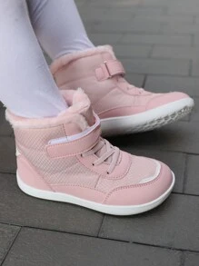 1 双儿童冬季粉色靴子，保暖雪地靴，防滑耐用鞋底，柔软舒适，时尚，适合男孩和女孩 - 粉色 - 查看 7