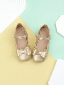 Sandalias con lazos plateados, suela suave antideslizante y cómoda para princesas - Dorado - Ver 4