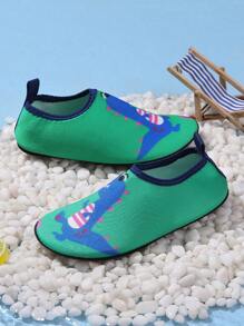 儿童卡通恐龙印花速干防滑水鞋，轻便透气沙滩凉鞋，夏季 - 綠色 - 查看 5
