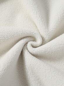 SHEIN Young Girls Fluffy Panel Front Button Casual Jacket With Pockets, Long Sleeve - Army Green - View 5