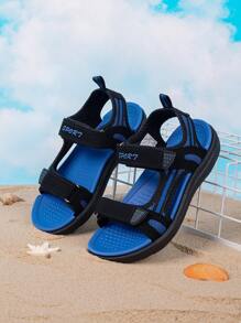 儿童男童春夏双网眼透气运动凉鞋，轻便柔软舒适，防滑鞋底设计，双扣易穿脱，适合日常穿着、户外和海滩