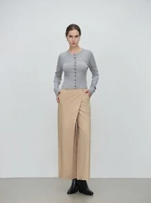 Aalyst 1 件纯色纽扣前袖口贴身袖口指环开衫