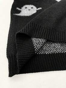 SHEIN LUNE 大码万圣节 V 领鬼魂图案休闲套头衫