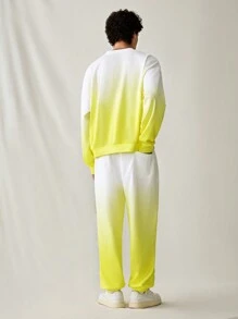 Manfinity VCAY 1 Set Men Gradient Long Sleeve Hoodie And Straight Leg Sweatpants, For Fall Winter