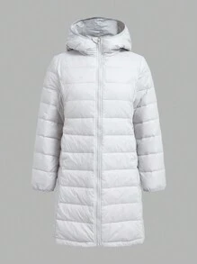 SHEIN EZwear 女士新款中长款连帽轻质羽绒服，产品手提包