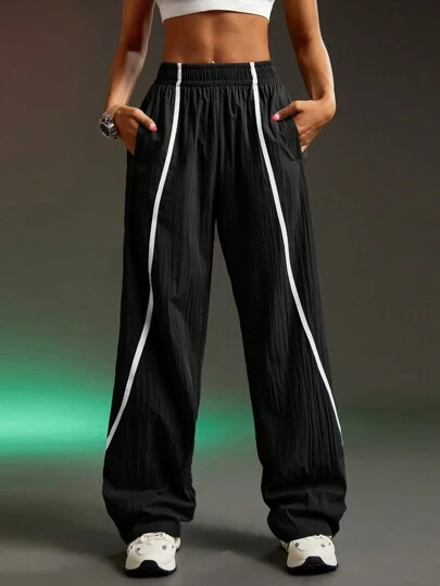 SHEIN Sports 女士宽松拼色运动裤，适合跑步和健身