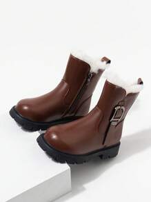 2024 New Winter Thick Insulated Waterproof Platform Short Boots Girl, Black & Brown Snow Boots