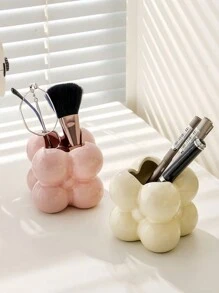 1pc Large Clear Makeup Brush Storage Canister With Dust Cover Organizer For Eyeshadow Foundation Lipsticks Cosmetic Tools Vanity Acrylic Container Beauty Essential Brush Holder Dustproof Functional Chic Design Makeup Lovers Gift - Multicolor - View 2