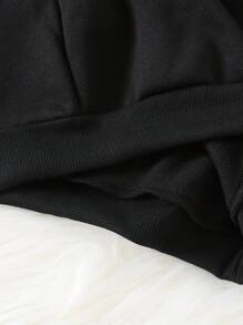 圣诞节“Babygirl”休闲时尚创意可爱圣诞树和波尔卡圆点汽车印花基本款圆领运动衫 - 黑色 - 查看 3