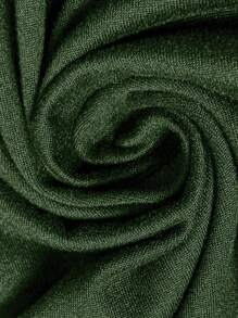 SHEIN LUNE 大码女式 V 领落肩纯色休闲长袖 T 恤 - 軍綠色 - 查看 5