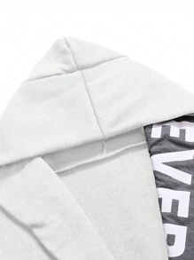 Manfinity LEGND Men's Letter Print Long Sleeve Casual Hoodie Sweatshirt, Autumn - White - View 5