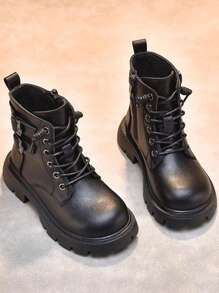 1 Đôi Giày Bốt Ngoài Trời Thời Trang Cổ Điển Cho Bé Trai Và Bé Gái - màu đen - Xem 2