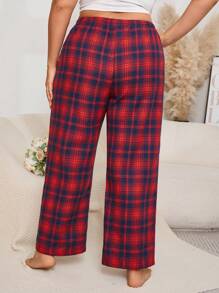 Pantalones casuales minimalistas con diseño de cuadros y nudo delantero para mujer de talla grande, para uso diario