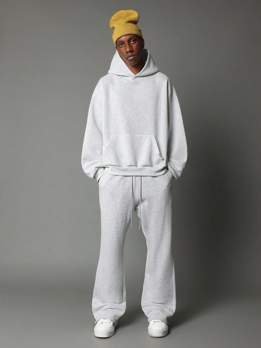 SUMWON Regular Fit Essential Overhead Hoodie And Flare Fit Sweatpants 2 Piece Set - Grey - View 1