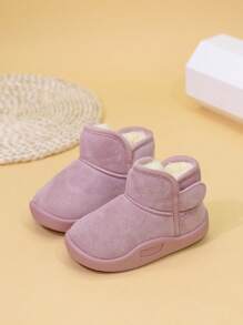 时尚儿童雪地靴，新款冬季保暖女童短靴，适合小童/中童学生，加垫幼儿男童女童靴 - 粉色 - 查看 4