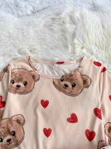 2pcs/Set Cartoon Print Crew Neck Long Sleeve Pajama Set - Multicolor - View 6