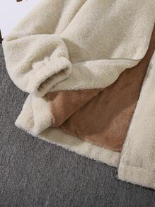 Manfinity RelaxMax 1 件男士休闲拉链羊毛夹克，秋季日常穿着 - 米色 - 查看 7