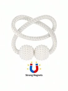 SHEIN 2 pièces Embrasses de rideaux magnétiques, support d'embrasse de fenêtre, fixateur de corde décoratif avec design de nœud classique pour la maison et le bureau