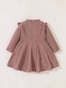 SHEIN Baby Girls' Casual Everyday Cute, Warm And Comfortable Knit Dress, Made Of Soft Knit Fabric, Suitable For Baby's Daily Activities, Outdoor In Autumn/Winter, Kindergarten And Home Leisure