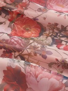 SHEIN MOD Women's Black Floral Print Bowknot Vintage Long Dress,Black Homecoming Dress,Halloween Women Dress,Elegant Women Dresses,Homecoming Dresses,Halloween Dress - Apricot - View 3