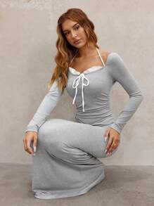 SHEIN SXY Robe à col roulé sans manches blocs de couleurs, convenant pour l'automne et l'hiver