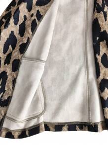 INAWLY Women's Autumn Winter Leopard Print Lapel Neck Long Sleeve Single-Breasted Casual Jacket